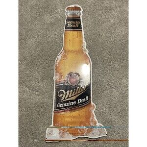 Vintage Miller Genuine Draft MGD Frosty Beer Bottle Metal Sign 30”x 12”